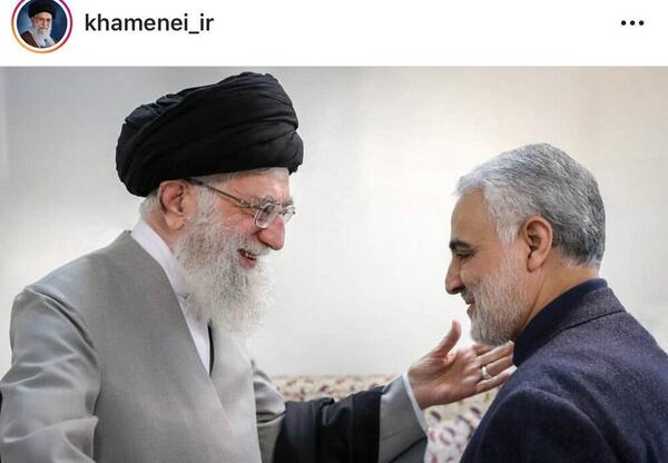 عکس شهید حاج قاسم سلیمانی با رهبر