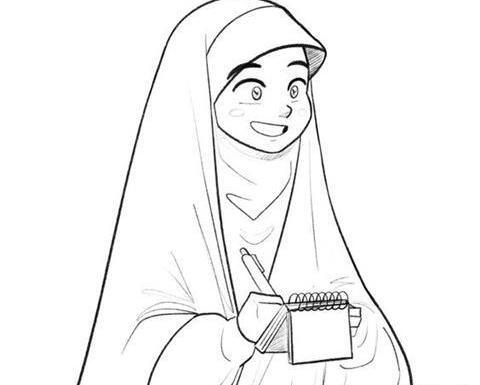 عکس نقاشی یک دختر چادری