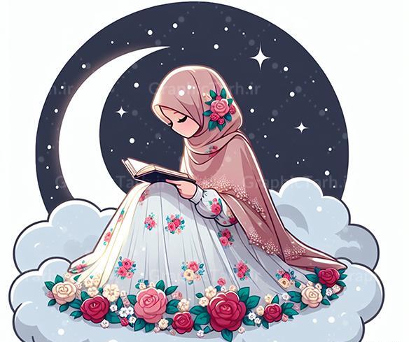 عکس نقاشی از دختر با حجاب برای پروفایل
