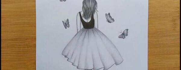 نقاشی ساده دخترانه با مداد عکس
