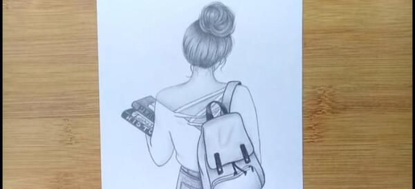 عکس نقاشی دختر پشت کرده