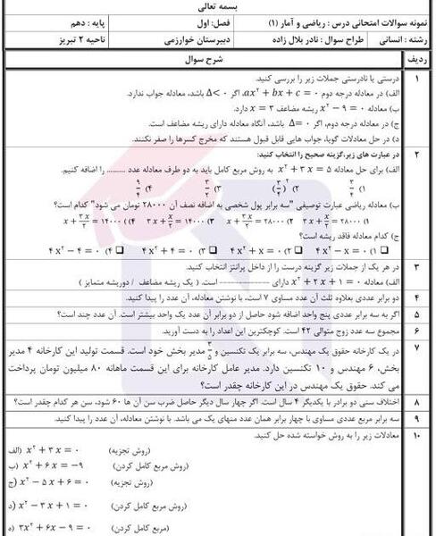 عکس درس دهم پیام های آسمانی هفتم