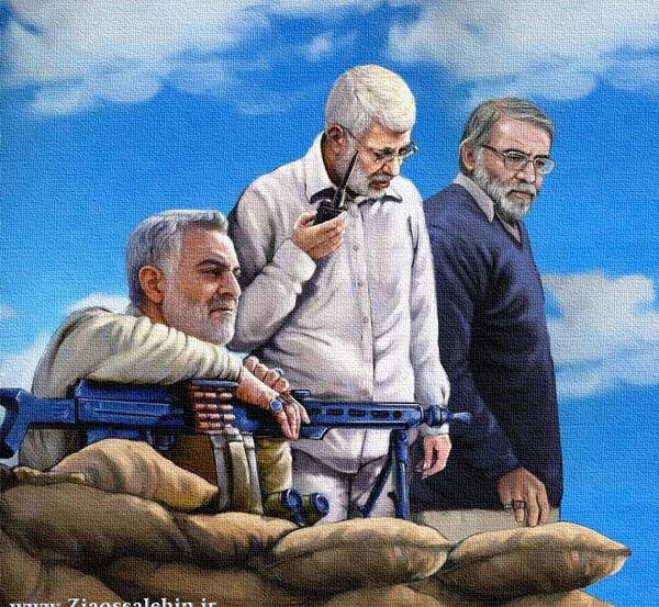 عکس شهید فخری زاده و سردار سلیمانی
