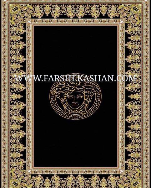 عکس فرش ورساچه مشکی طلایی