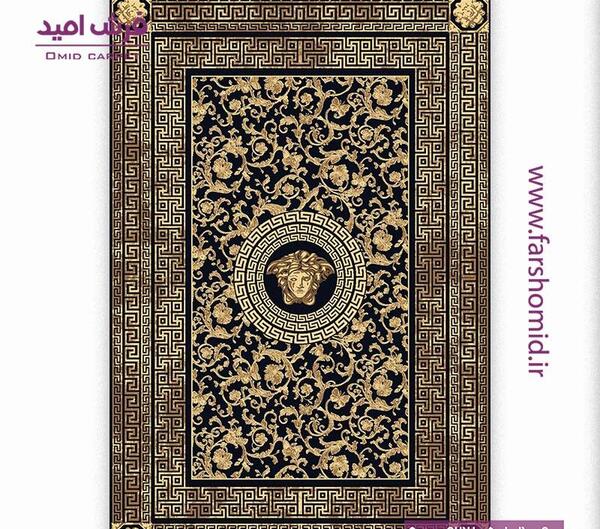 عکس فرش ورساچه مشکی طلایی