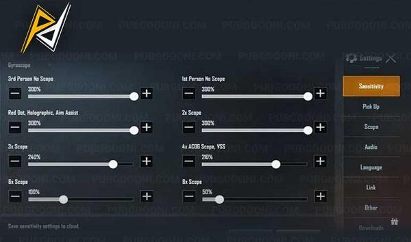 عکس بهترین تنظیمات اسکوپ پابجی