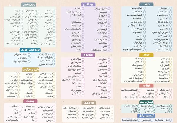 وسایل لیست سیسمونی نوزاد پسر همراه با عکس