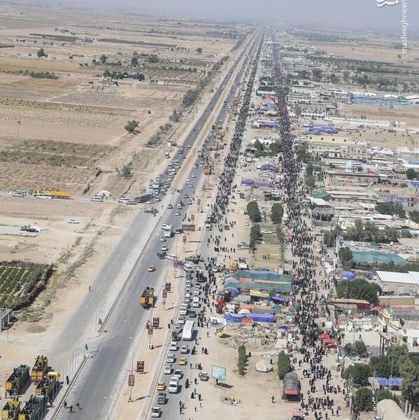 عکس هوایی از مسیر پیاده روی اربعین