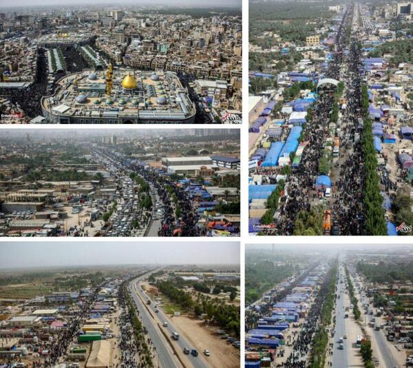 عکس هوایی از مسیر پیاده روی اربعین