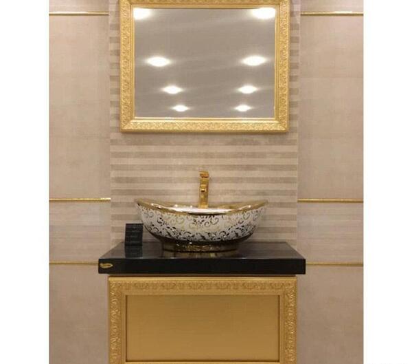 عکس سنگ دستشویی طلایی