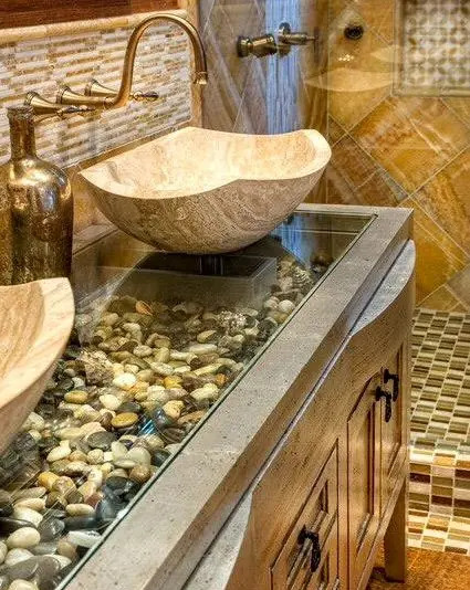 عکس سنگ دستشویی طلایی