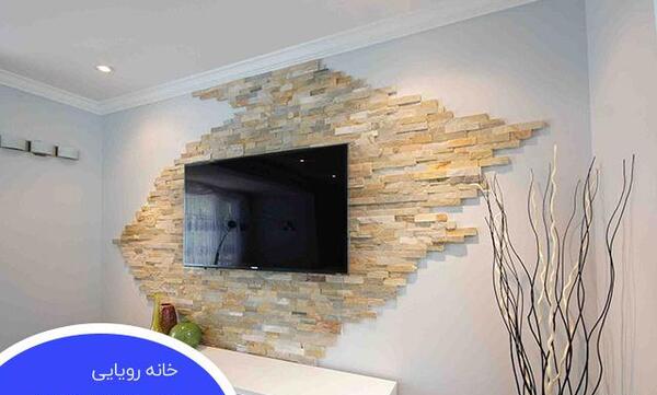 عکس مدل سنگ آنتیک پشت تلویزیون