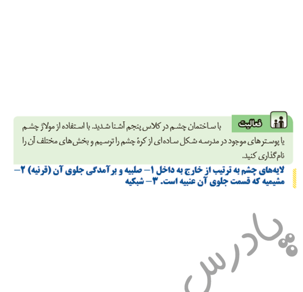 عکس داخل چشم علوم هشتم