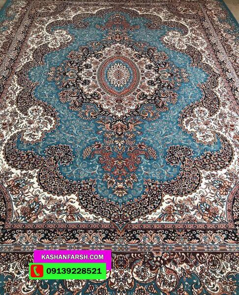 عکس فرش فیروزه ای کاشان