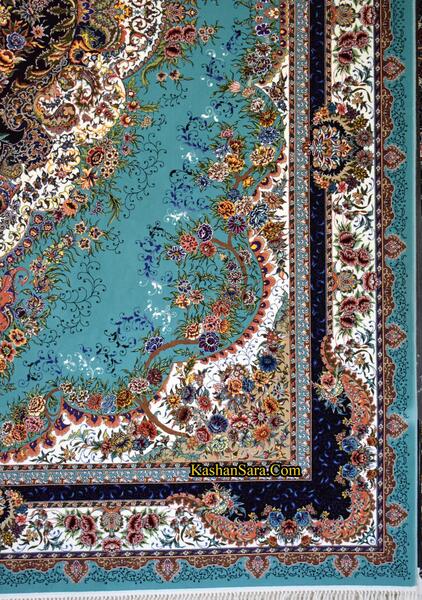 عکس فرش فیروزه ای کاشان