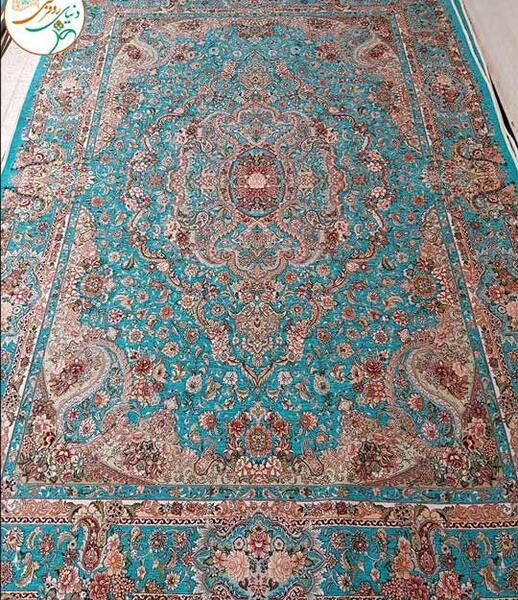 عکس فرش سبز فیروزه ای