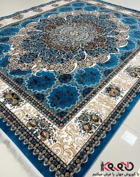 عکس فرش رنگ فیروزه ای