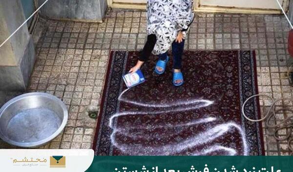 عکس شستن فرش در خانه