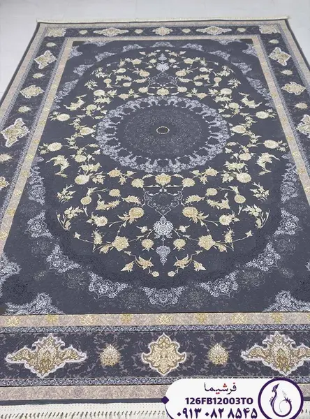 عکس فرش طوسی طلایی