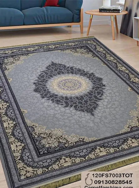 عکس فرش طوسی طلاکوب