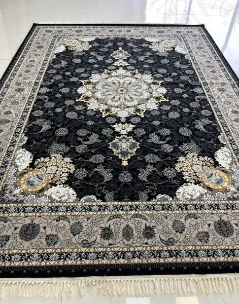 عکس فرش طوسی مشکی