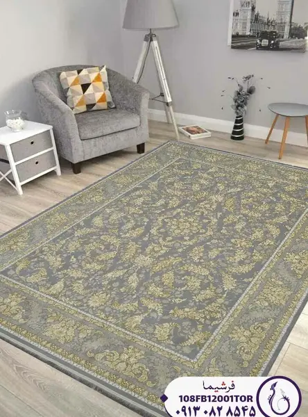 عکس فرش طوسی روشن