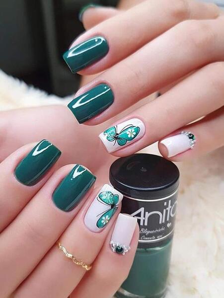 عکس ناخن دخترانه سبز