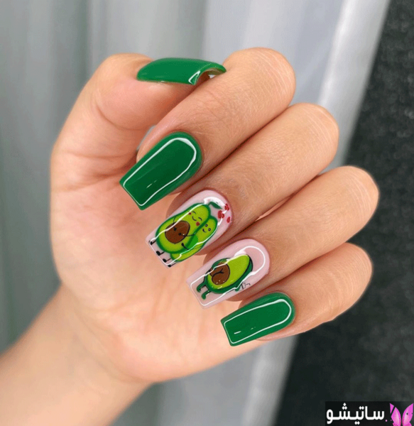 عکس ناخن دخترانه سبز