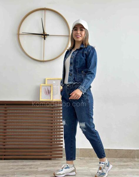 عکس کت جین با شلوار مام استایل