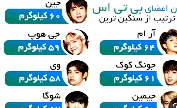 عکس قدی اعضای بی تی اس