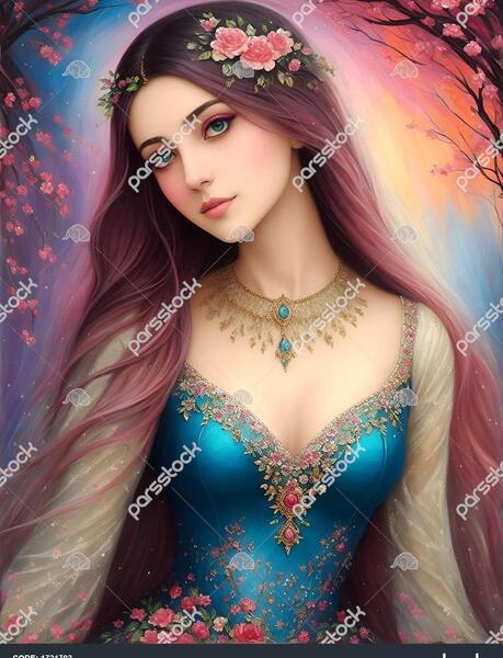 عکس نقاشی زن زیبا
