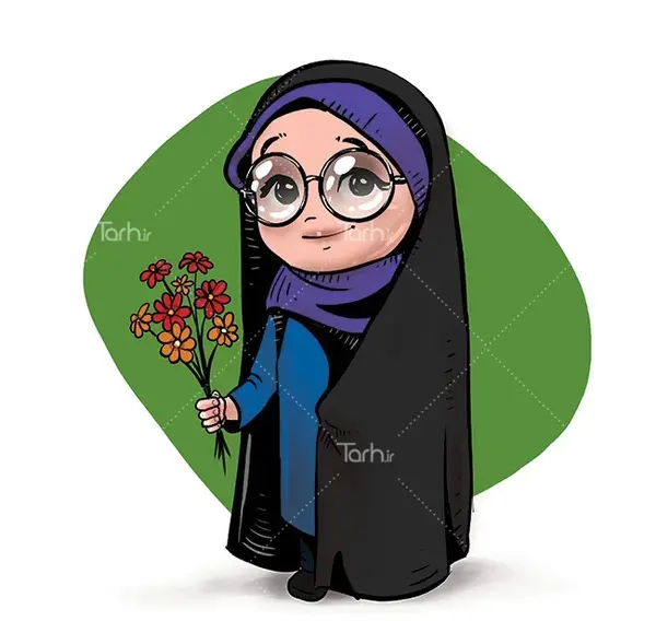 عکس نقاشی زن با حجاب