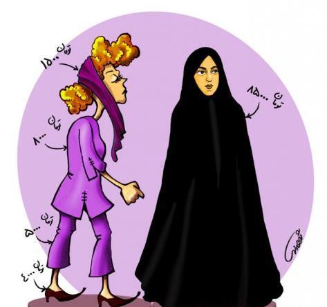 عکس زن با حجاب نقاشی