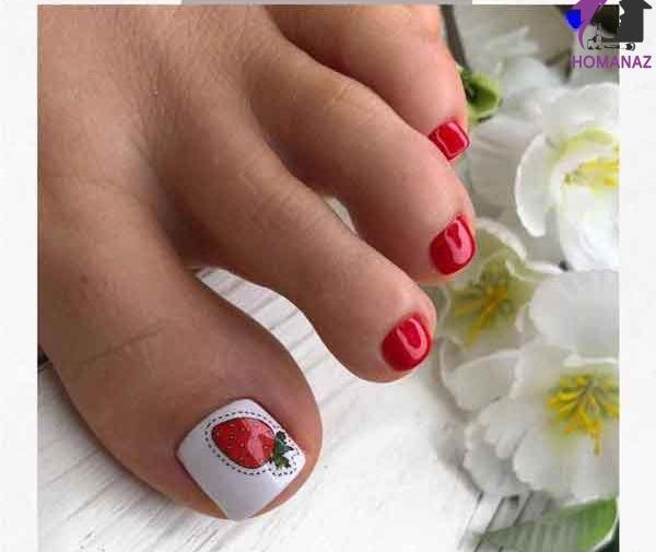 عکس کاشت ناخن پا قرمز