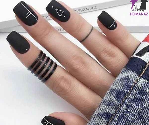 عکس کاشت ناخن کوتاه مشکی