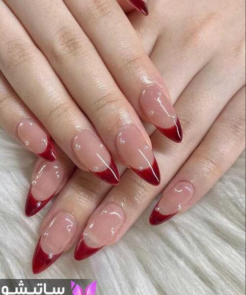 عکس کاشت ناخن فرنچ قرمز