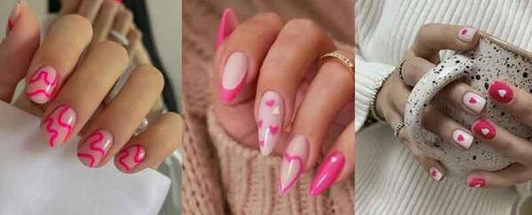 عکس کاشت ناخن دخترانه رنگ صورتی