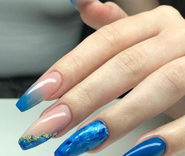 عکس کاشت ناخن آبی آسمانی