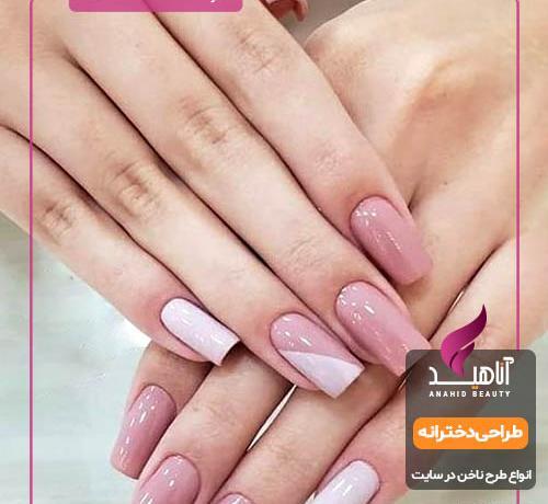 عکس کاشت ناخن دخترانه شیک صورتی