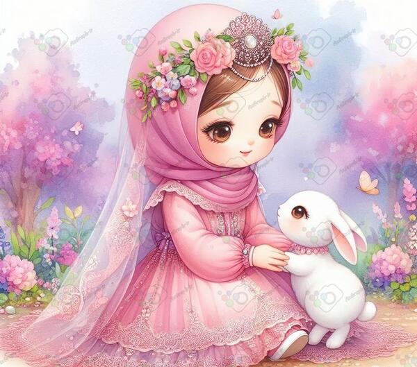 عکس کارتون دختر صورتی