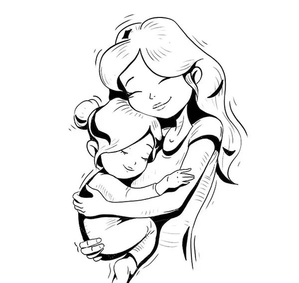 عکس مادر و دختر برای نقاشی