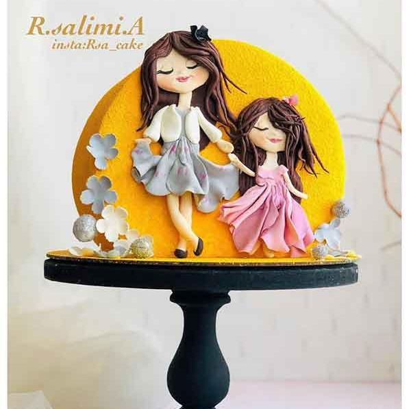 عکس مادر دختری برای روی کیک