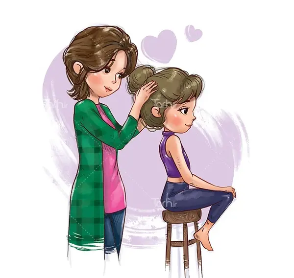 عکس مادر و دختری کارتونی