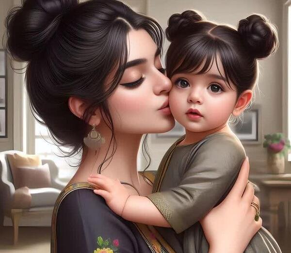 عکس مادر و دختری کارتونی