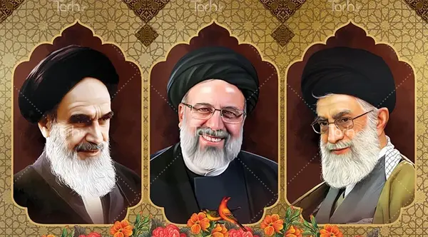 عکس امام خمینی خامنه ای و رئیسی