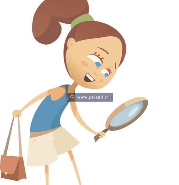 عکس دختر با ذره بین