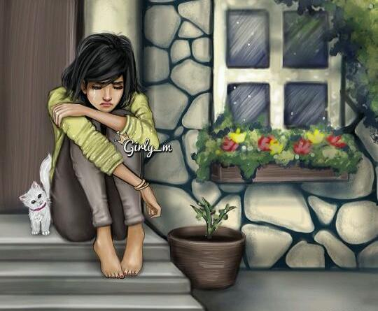 عکس دختر تنها برای نقاشی