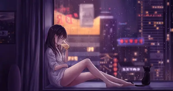 عکس انیمیشنی دختر تنها