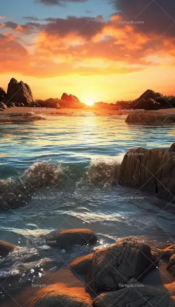 عکس پس زمینه غروب ساحل