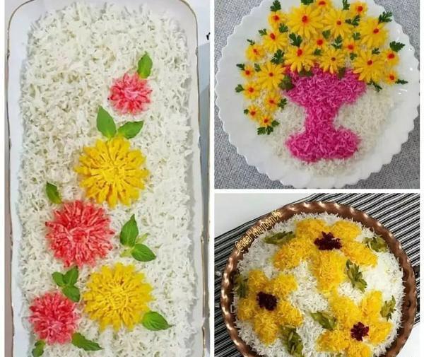 عکس تزیین برنج با زعفران و زرشک